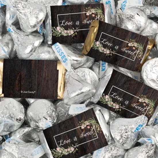 116 Pcs Wedding Candy Favors Hershey's Miniatures & Kisses - Rustic {1}