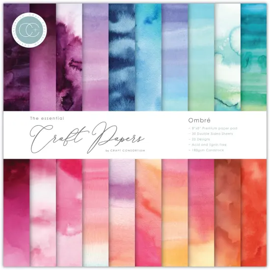 Craft Consortium Double-Sided Paper Pad 8"X8" 30/Pkg-Ombre {1}