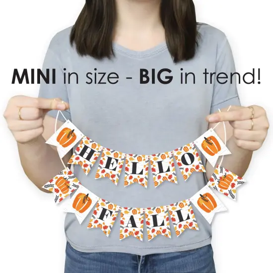 Big Dot of Happiness Fall Pumpkin - Halloween or Thanksgiving Party Mini Pennant Banner - Hello Fall {4}