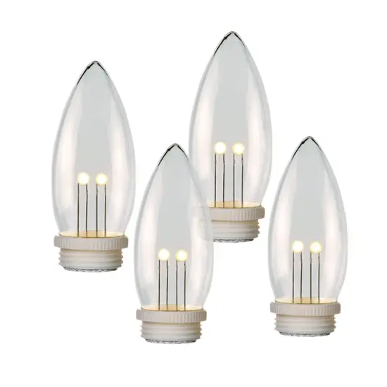 Set of 4 Battery Operated Replacement Window Candle Bulbs with Dual Intensity LED for 3xAA and 4xAA Candles Soft Twinkle {1}