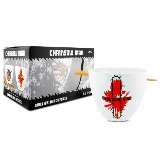 Chainsaw Man 16-Ounce Ceramic Ramen Bowl and Chopstick Set {3}