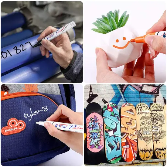 5 Pack Oil Based Permanent Marker Pen, Medium Tip, Waterproof & Quick Dry, for Office, Art projects, Rock Painting, Ceramic, Glass, Wood, Plastic, Metal, Canvas {6}