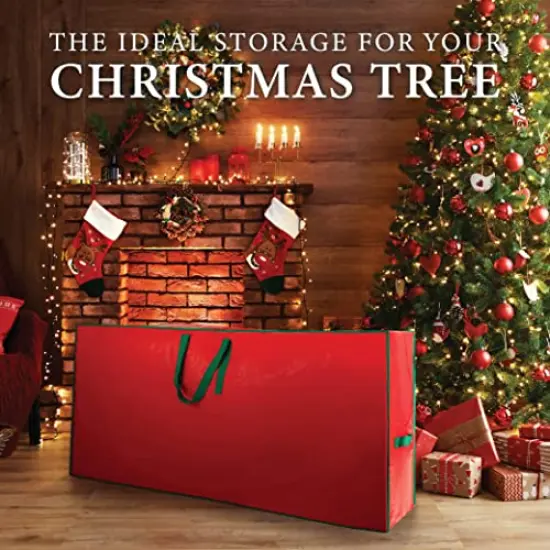 Christmas Tree Storage Bag, Stores 7.5 Foot Artificial Xmas Holiday Tree, Durable Waterproof Material, Protect Against Dust, Insects, and Moisture, Zippered Bag with Carry Handles, (Red) {1}