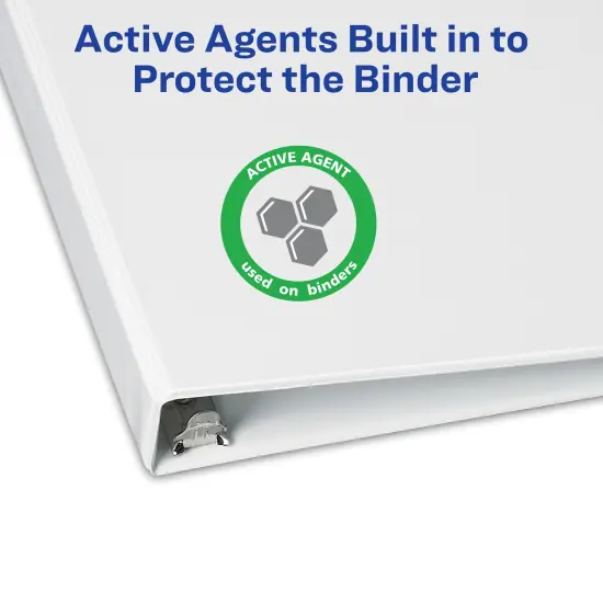 Avery TouchGuard Protection View 3 Ring Binder, Clear View Cover, 2" Slant Rings, 1 White Binder (17143) {3}