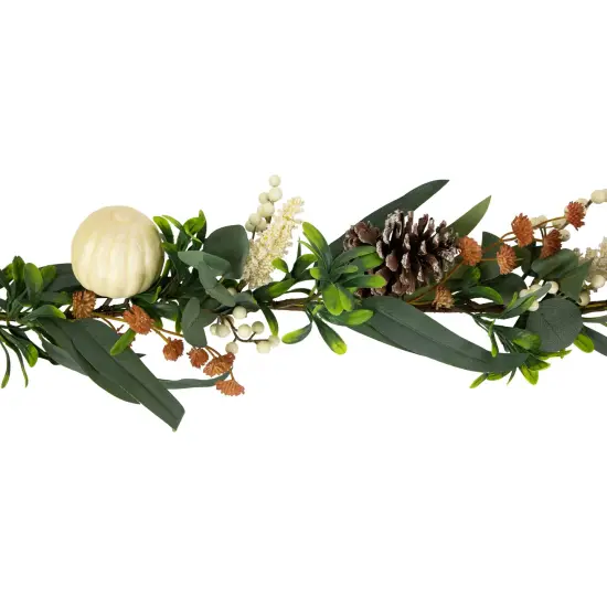 Northlight 5' x 6" Green Gourds and Foliage Artificial Fall Harvest Garland - Unlit {5}