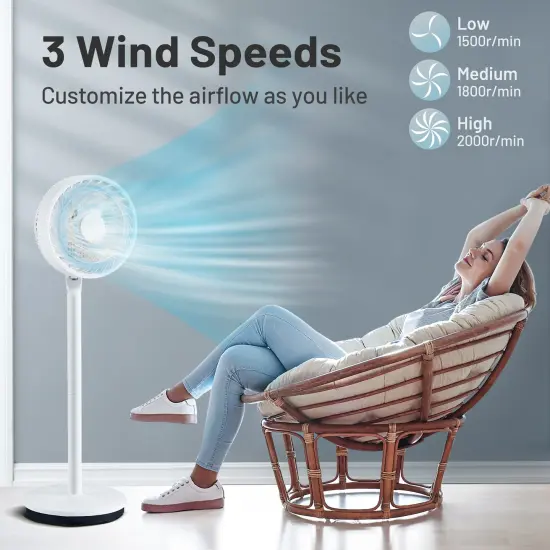 Costway 9'' Oscillating Pedestal Fan Portable Floor Fan w/ 3 Adjustable Heights & Speeds {4}
