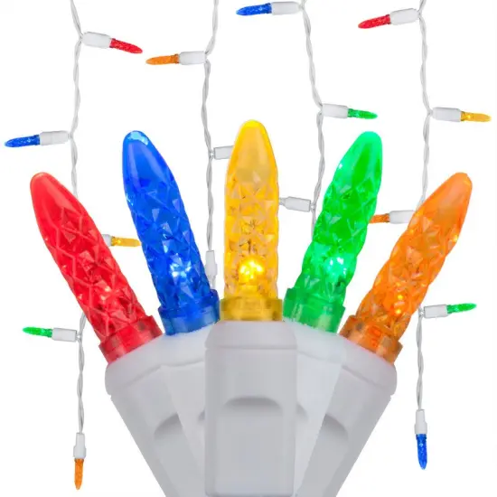 70 Multicolor M5 LED Icicle Light Set with White Wire Multi-Color {1}