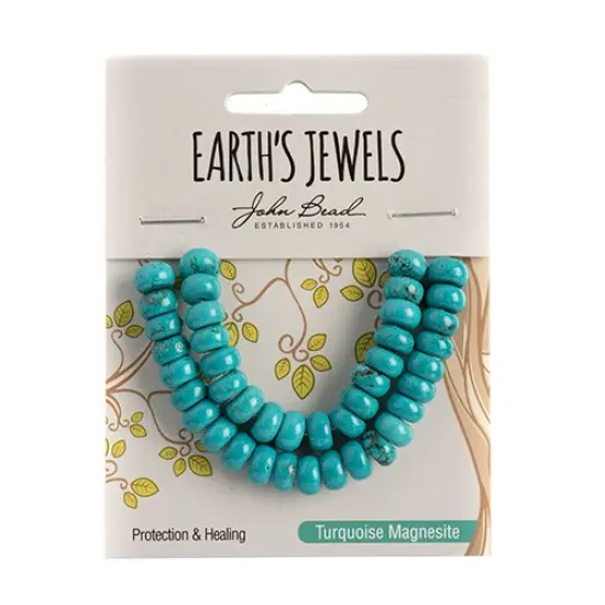 Earth&rsquo;s Jewels Semi-Precious Rondelle Turquoise Howlite Stabilized {1}