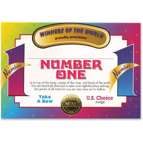 Number One Certificate (Pack of 6) {1}