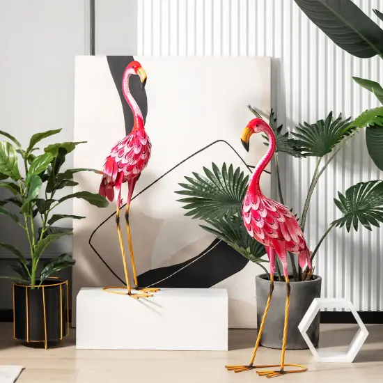 Costway 2-Piece Metal Crane/Flamingo Garden Statue Sculpture Set Outdoor Yard Lawn Decoration {9}