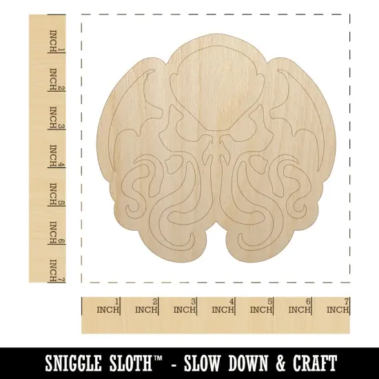 Cthulhu Eldritch Horror Scary Unfinished Wood Shape Piece Cutout for DIY Craft Projects {1}