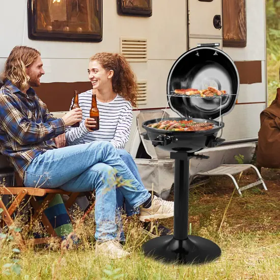 Costway 1600W Electric BBQ Grill with Warming Rack, Temperature Control & Grease Collector {3}