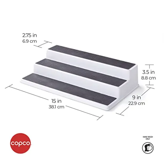 Non-Skid 3-Tier Spice Pantry Kitchen Cabinet Organizer, 15-Inch, White/Gray {1}