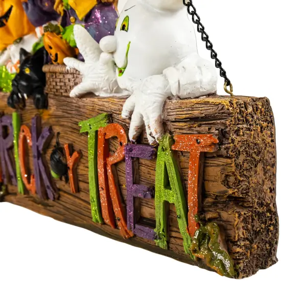 Northlight Trick or Treat Jack O' Lantern Ghost and Witch Halloween Wall Sign - 13.5" Multi {6}