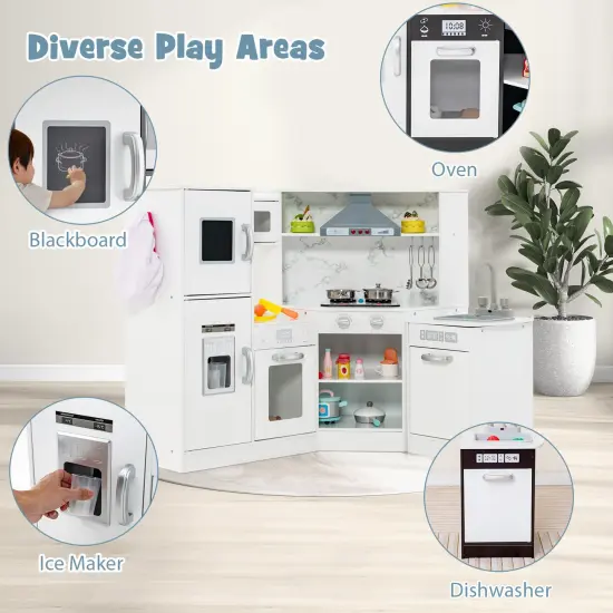 Kids Corner Pretend Kitchen Playset With Separated Washing Basin White {5}