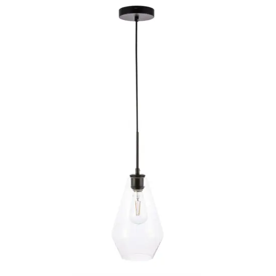 Gene 1 light Black and Clear glass pendant {3}