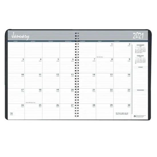 Monthly Calendar Planner, 2 Year, Black, 8-1/2" x 11" {1}
