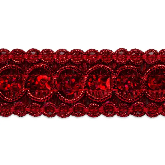 20 yards of Trish Sequin Metallic Braid Trim | 20 yard cut Red {1}