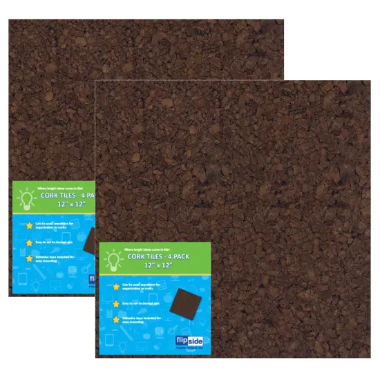 Dark Cork Tiles, 12" x 12", 4 Per Pack, 2 Packs {1}