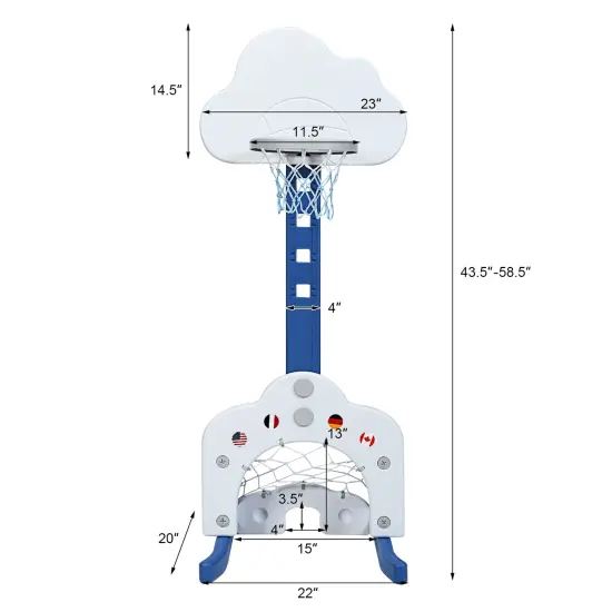 3-in-1 Kids Basketball Hoop Set with Balls Perfect for Indoor-Outdoor Use White {4}