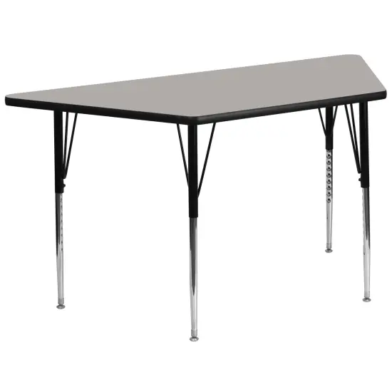 Emma and Oliver 29x57 Trapezoid HP Laminate Adjustable Activity Table Gray {1}