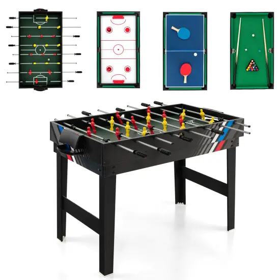 Costway 4-in-1 Combo Game Table 49" Foosball with Pool Billiards Air Hockey Table Tennis {6}
