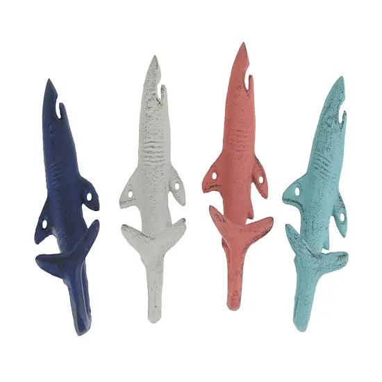 Set of 4 Cast Iron Shark Tail Wall Hooks {6}