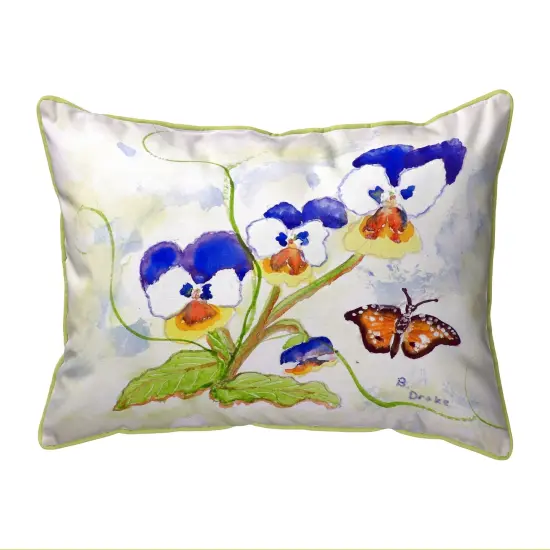 Betsy Drake Pansies Extra Large 20 X 24 Indoor / Outdoor Pillow {1}