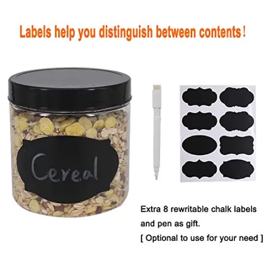 12 Pack 16 oz Plastic Jars With Lids, Extra Labels, 1 Pen, Clear PET Seal Jar for Food Storage,Wide Opening Storage jar For Dry Food, Peanut, Powder, Kitchen & Craft Storage by ZMYBCPACK {3}