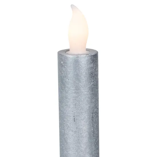Northlight Set of 4 Brushed Silver-tone LED Flameless Wax Flickering Taper Candles 9.5" {5}