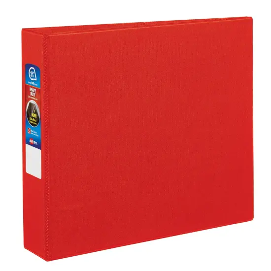Avery Heavy-Duty Binder, 1-1/2" One-Touch Rings, 400-Sheet Capacity, DuraHinge, Red (79585) {1}