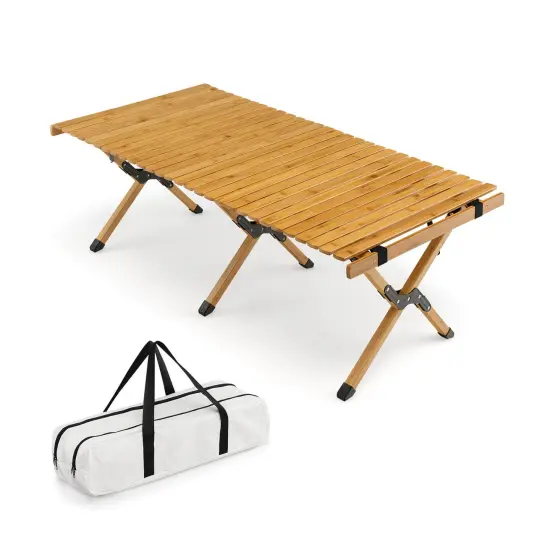 Portable Picnic Table with Carry Bag for Camping and BBQ Natural {3}