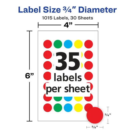Avery See-Through Color-Coding Removable Labels, 3/4 Inch Round Labels, Assorted Translucent Colors, Non-Printable, 1,015 Dot Stickers Total (5473) {3}
