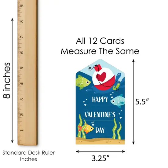 Big Dot of Happiness Let's Go Fishing - Fish Cards for Kids - Happy Valentine's Day Pull Tabs - Set of 12 {7}