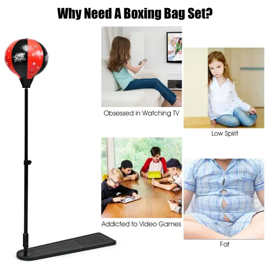 Kids Punching Bag with Adjustable Stand and Boxing Gloves {5}