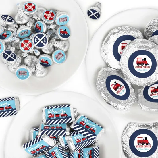 Big Dot of Happiness Railroad Party Crossing - Steam Train Birthday Party or Baby Shower Candy Favor Sticker Kit - 304 Pieces {1}