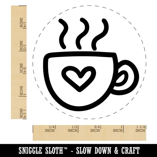 Steaming Hot Coffee Mug Cup with Heart Rubber Stamp for Stamping Crafting Planners {1}