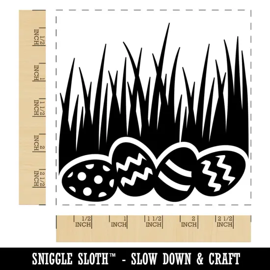 Easter Eggs in Grass Square Rubber Stamp for Stamping Crafting {1}