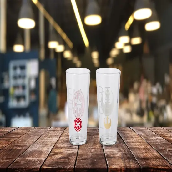 Star Wars 16oz Pint Glasses - Rebel & Empire Symbols - 2 Set {5}