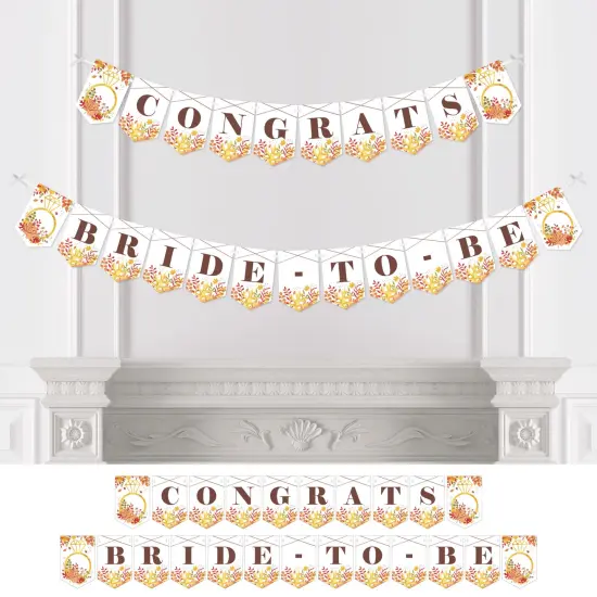 Big Dot of Happiness Fall Foliage Bride - Autumn Leaves Bridal Shower and Wedding Party Bunting Banner - Party Decorations - Congrats Bride-To-Be {1}