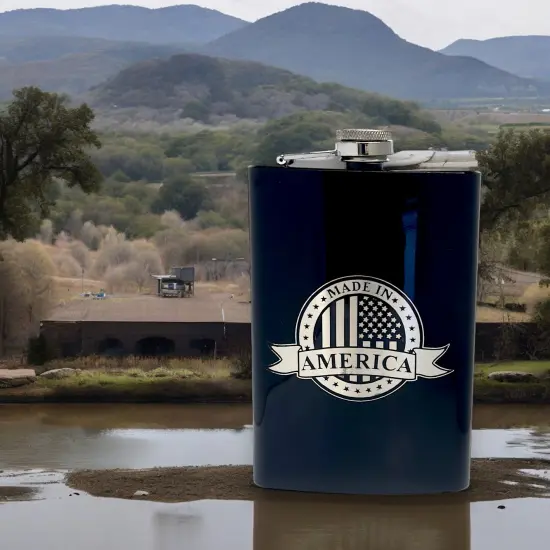 8oz BLACK Made in America Flask {3}