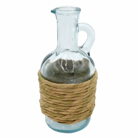 Green Glass Jug Oil / Vinegar with Cork Stopper (Rafia), 8-Ounce {2}