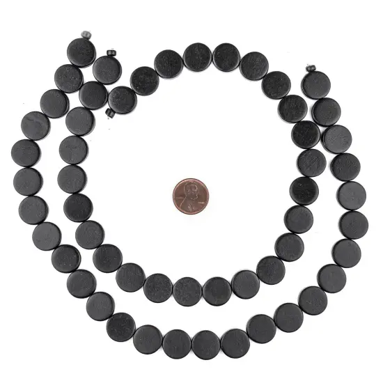 The Bead Chest Black Circular Natural Wood Beads (15x15mm): Organic Eco-Friendly Wooden Bead Strand for DIY Jewelry, Crafts, Necklace and Bracelet Making {2}