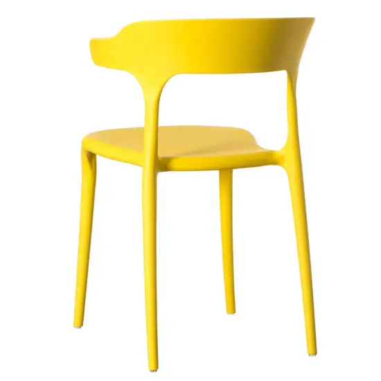Modern Plastic Outdoor Dining Chair with Open U Shaped Back Single Yellow {4}