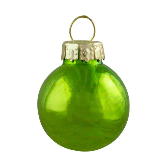 Northlight 24ct Kiwi Green 2-Finish Glass Ball Christmas Ornaments 1" (25mm) {4}
