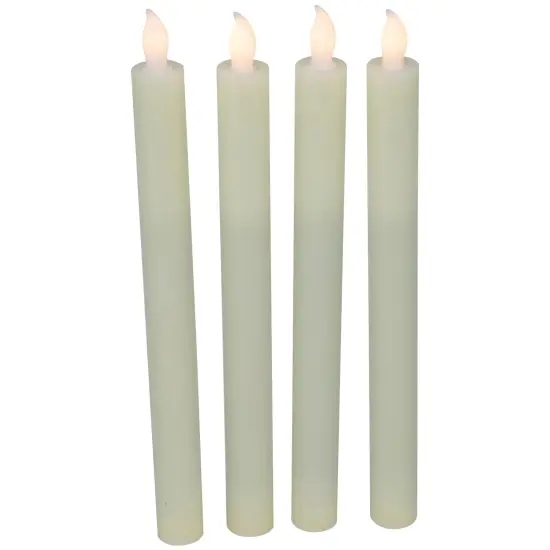 Northlight Set of 4 Solid Cream Flameless LED Constant Wax Taper Candles 9.5" Ivory {4}