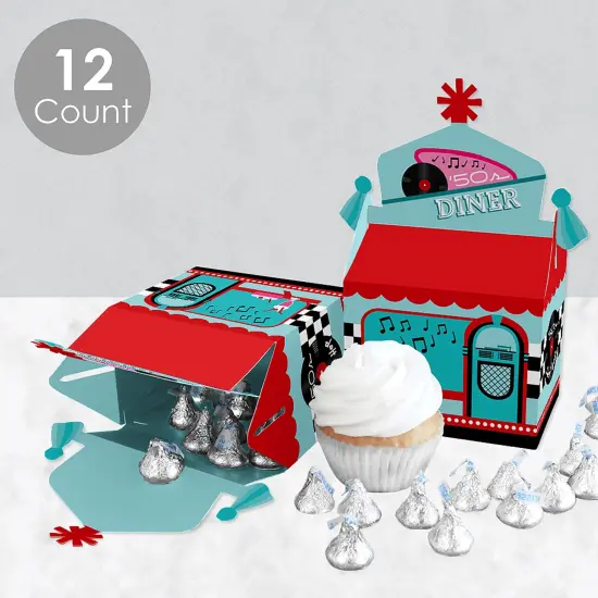 Big Dot of Happiness 50's Sock Hop - Treat Box Party Favors - 1950s Rock N Roll Party Goodie Gable Boxes - Set of 12 {5}