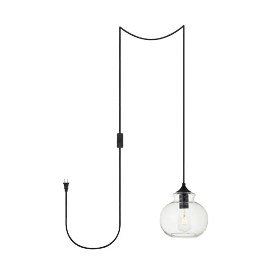 Destry 1 Light Black plug-in Pendant With Clear Glass {1}