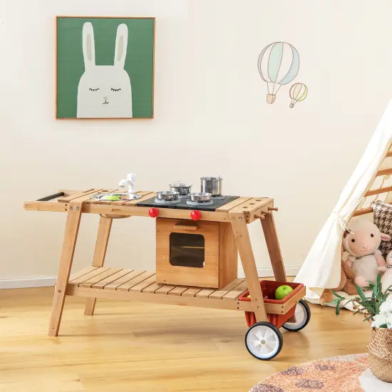 Wooden Play Cart With Sun Proof Umbrella For Toddlers Over 3 Years Old {2}