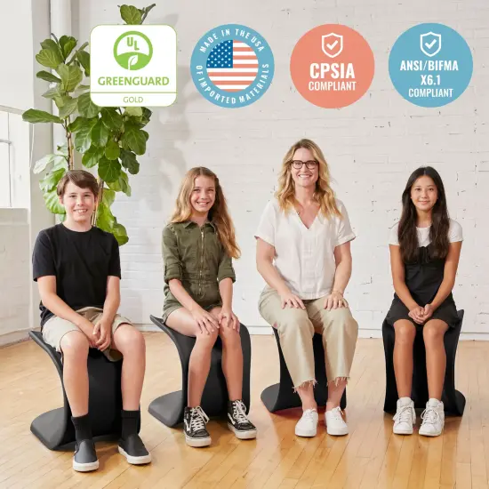 Wave Seat, 18in - 19.6in Seat Height, Perch Stool, 2-Pack Black {6}